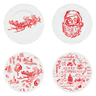 Red Toile Dessert Plates