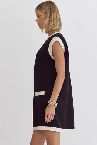 Contrast Trim Knit Dress