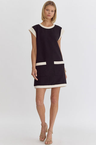 Contrast Trim Knit Dress