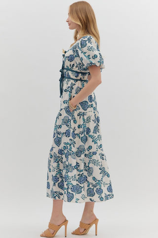 Bubble Sleeve Midi Dress