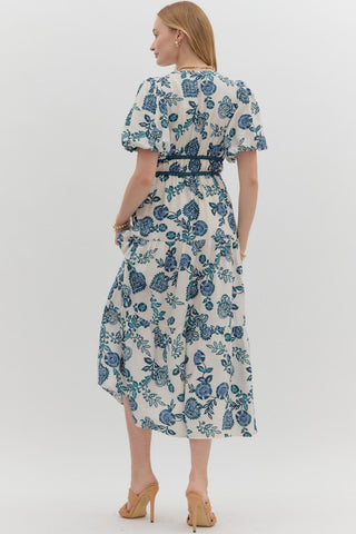 Bubble Sleeve Midi Dress