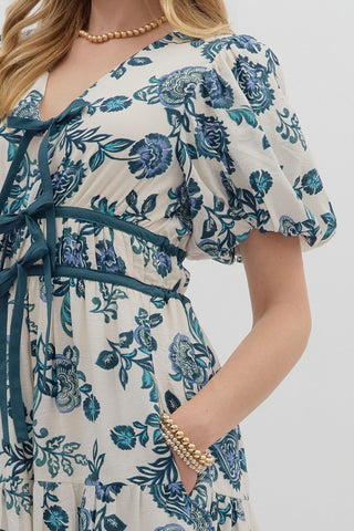 Bubble Sleeve Midi Dress