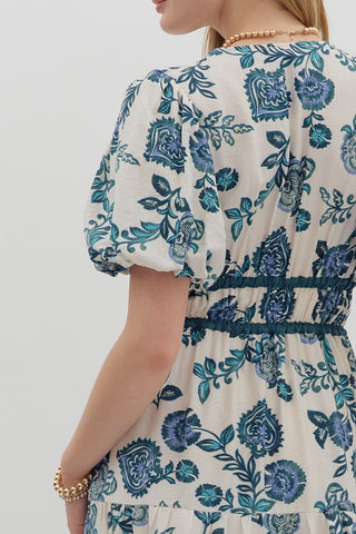 Bubble Sleeve Midi Dress
