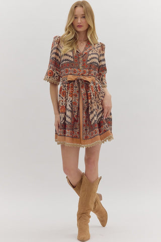 Botanical Print Mini Dress