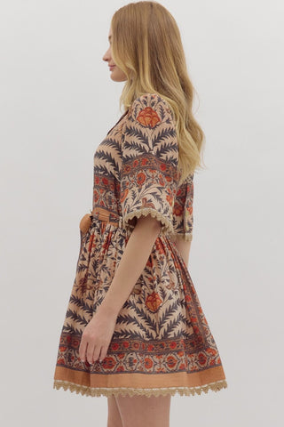 Botanical Print Mini Dress