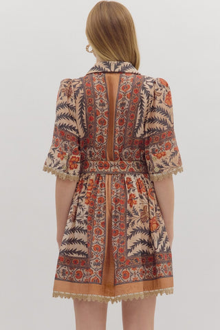 Botanical Print Mini Dress