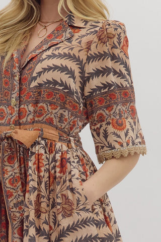 Botanical Print Mini Dress