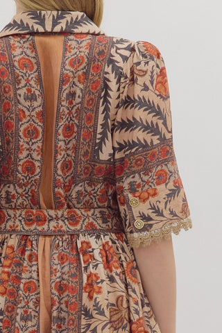 Botanical Print Mini Dress