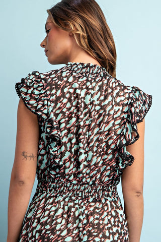 Abstract Sleeveless Print Dress