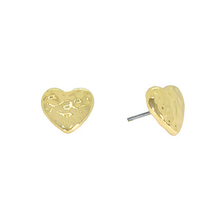 Hammered Heart Stud Earrings