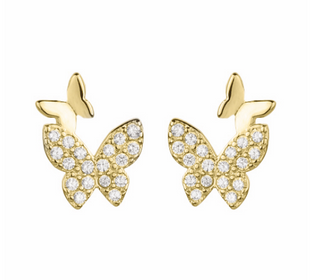 Double CZ Butterfly Stud Earrings