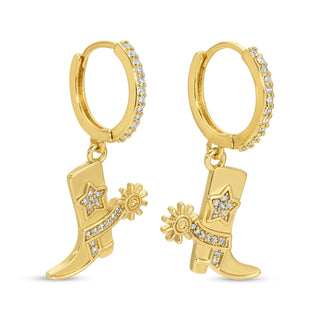Glitzy Cowgirl Boot Huggie Earrings