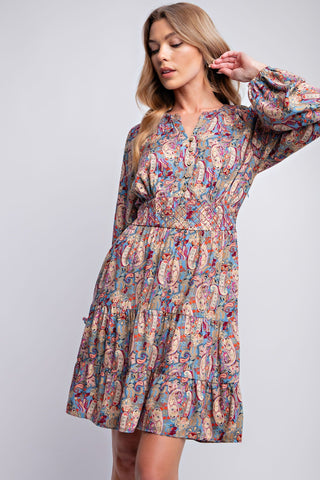 Paisley Printed Challis Dress