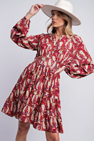 Paisley Printed Challis Dress