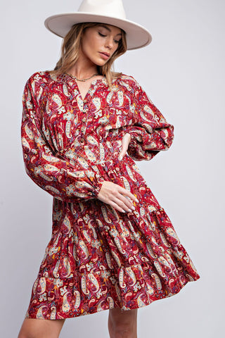 Paisley Printed Challis Dress