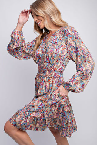 Paisley Printed Challis Dress