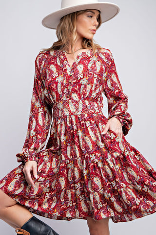 Paisley Printed Challis Dress