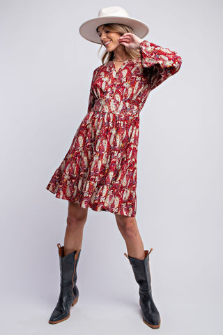 Paisley Printed Challis Dress