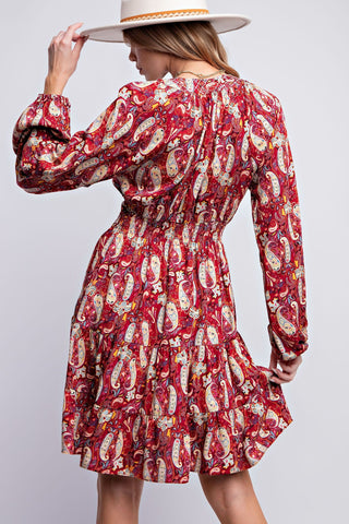 Paisley Printed Challis Dress