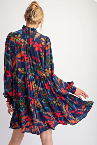 Floral Printed Gauze Tiered Dress