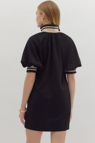 Ribbed Trim Mini Dress