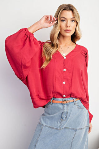 Button Down Pleated Top