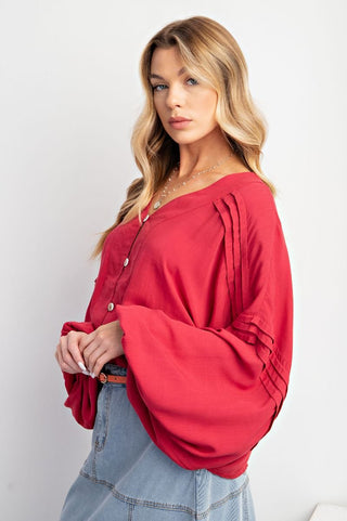 Button Down Pleated Top