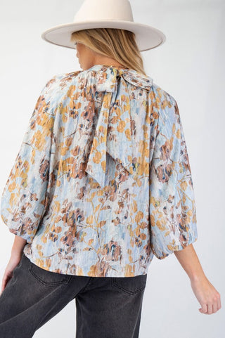 Bubble Sleeve Printed Top