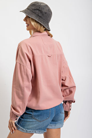 Washed Twill Zip-Up Jacket