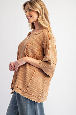 Mineral Washed Thermal Knit Top