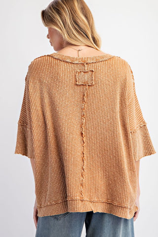 Mineral Washed Thermal Knit Top