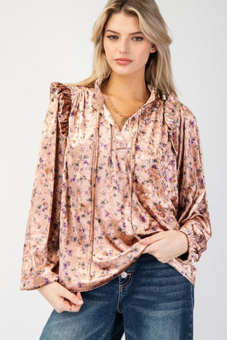 Floral Printed Velour Top