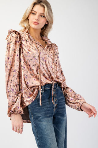 Floral Printed Velour Top