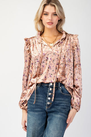 Floral Printed Velour Top