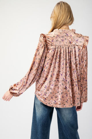 Floral Printed Velour Top