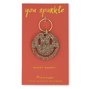 Glitter Smiley Face Keychain