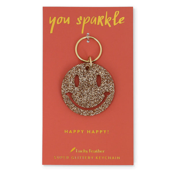Glitter Smiley Face Keychain