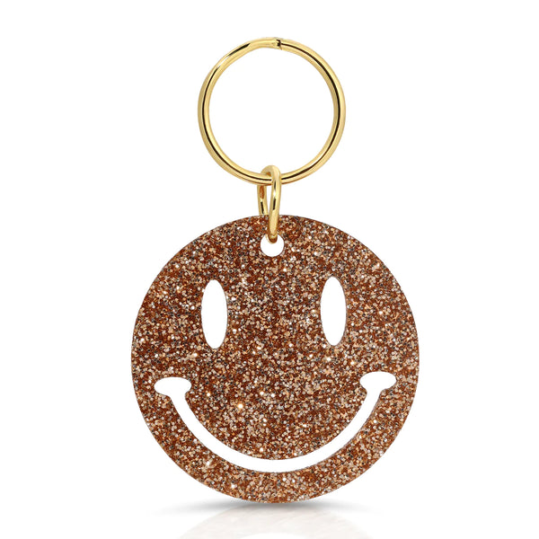 Glitter Smiley Face Keychain