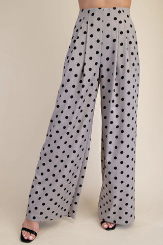 Polka Dot High-Waisted Wide Pants