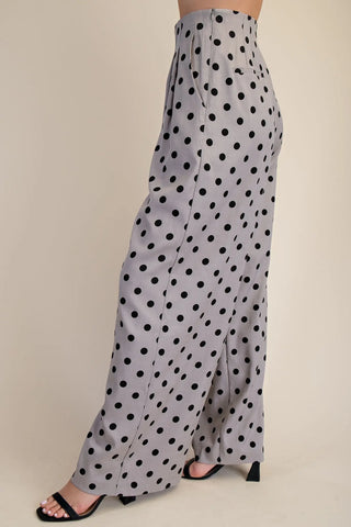 Polka Dot High-Waisted Wide Pants