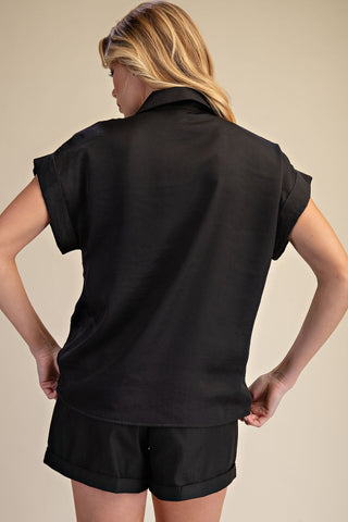 Front Tie Satin Shirt