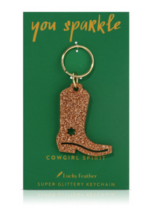 Glitter Cowboy Boot Keychain