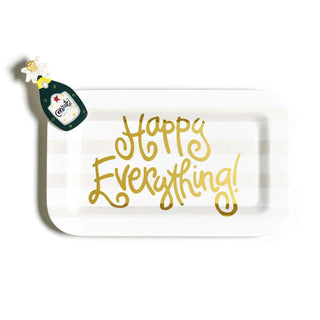 White Stripe Happy Everything! Mini Rectangle Platter