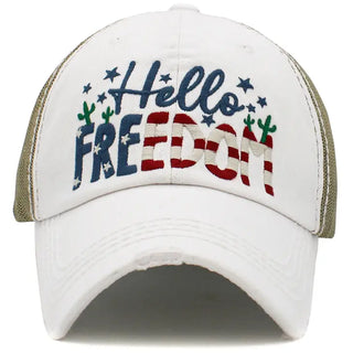 Hello Freedom Distressed Hat