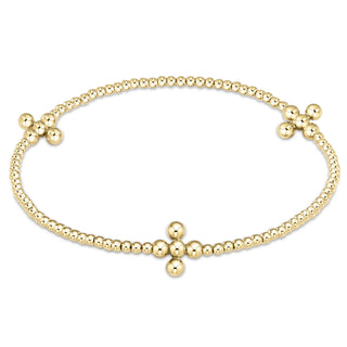 Beaded 3mm Gold Signature Cross 2mm Gold Bracelet
