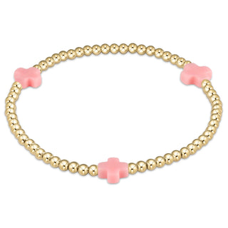 Signature Cross 3mm Gold Bracelet Pink