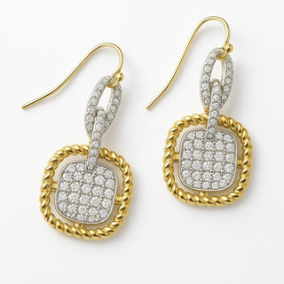 CZ Square Link Earrings
