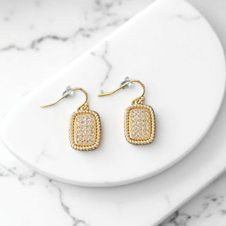 CZ Square Drop Earrings