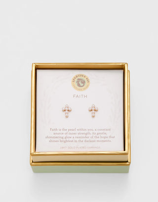 Sea La Vie Pearl Cross Stud Earrings