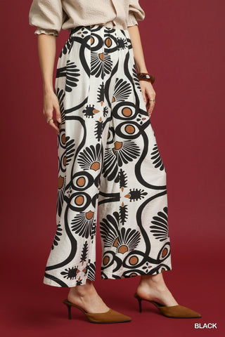 Abstract Geo Print Wide Leg Pants